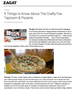 "Zagat" magazine article