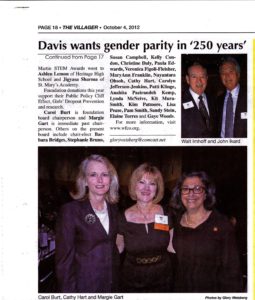 "Davis wants gender parity in 250 years" newspaper clipping