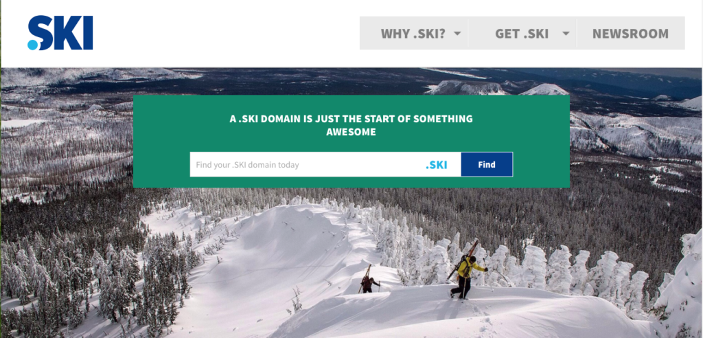 .ski homepage screenshot