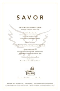 "The Timber Hearth" menu