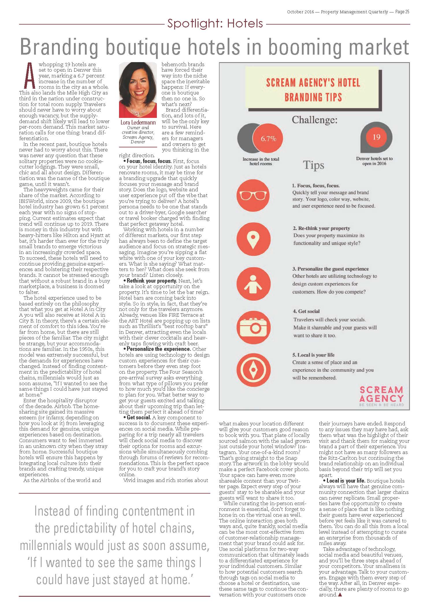 HOTEL BRANDING: Scream Agency Featured in Colorado Real Estate Journal