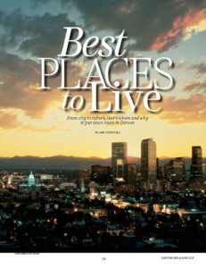 "Best places to live" article cover page