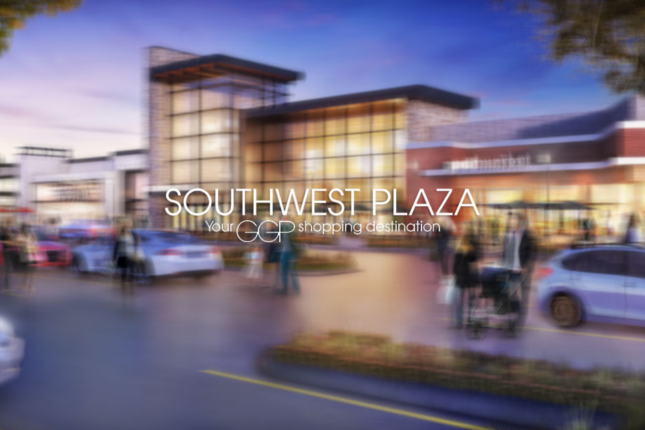 "Southwest Plaza" shopping logo