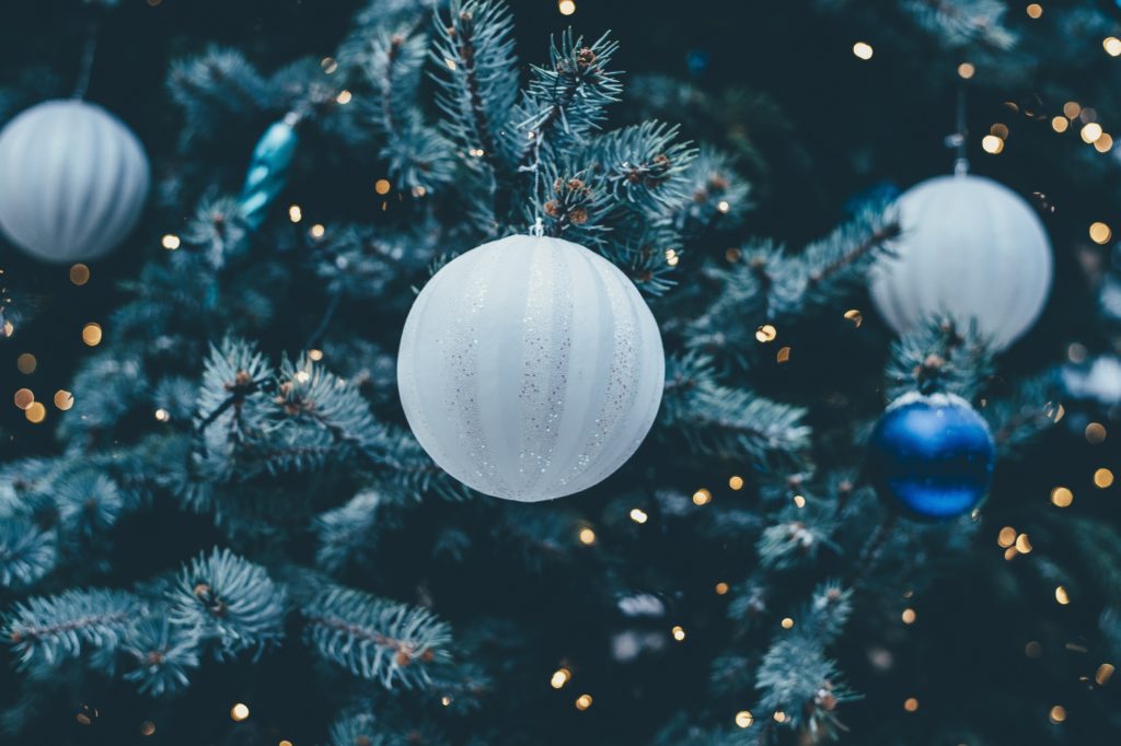 Christmas ornaments on tree