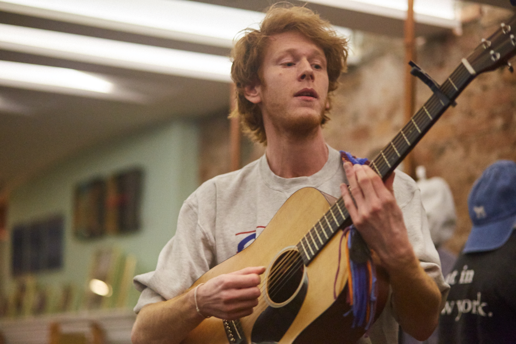 Bob Barrick playing guitar