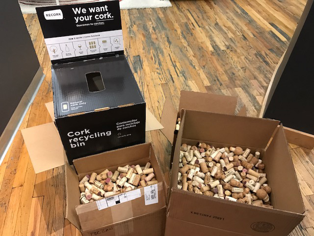 Boxes of recycled cork