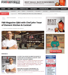 Food & Beverage Magazine Q&A with John Tesar article