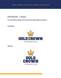 Gold Crown Primary logo guidelines page 1