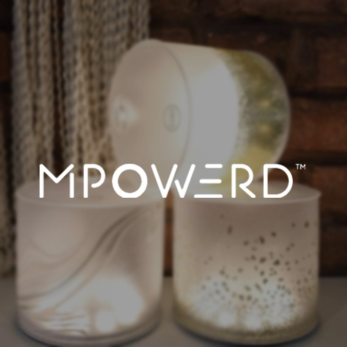 Blurred inflatable light photo with MPOWERD logo